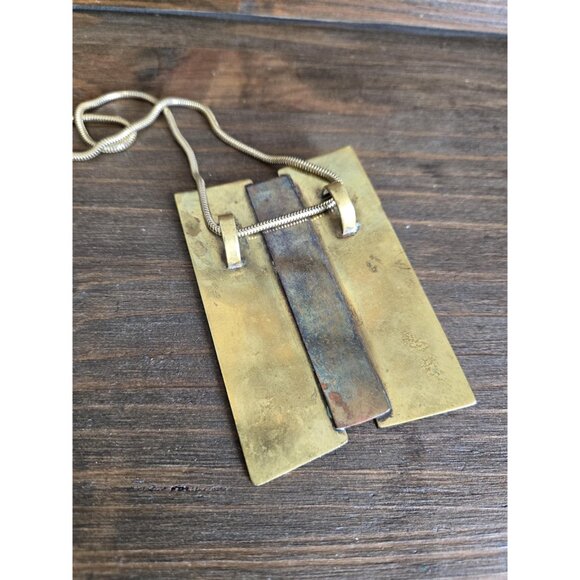 Vintage Mixed Metal & Bakelite/Catalin Necklace Art Deco/Modernist Early Plastic - Picture 7 of 10